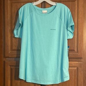 Columbia Plus Size Woman’s Aqua Blue Omni-Wick Athletic Shirt New with Tag 2X